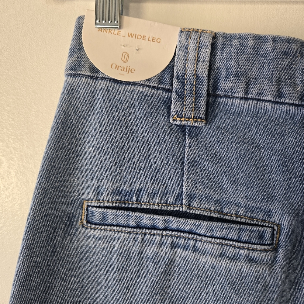 NEW Oraije Paris Elise Wide Leg Blue Denim Jeans Womens Size 6/28 - Picture 12 of 16
